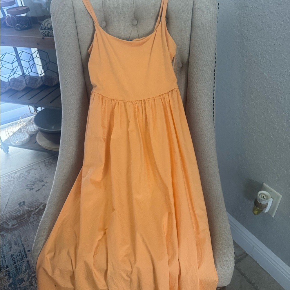 Old Navy Orange Pleated Sundress Spaghetti Strap